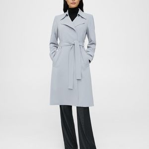 Theory Oaklane Trench Coat in Admiral Crepe, Misty Blue, Small